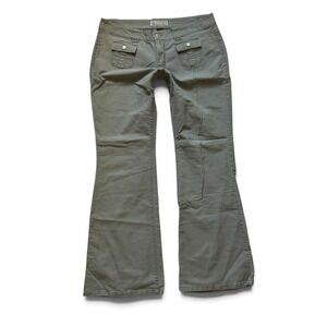 Arizona Jean Company Womens Y2K Flare Pants Olive Green Utility Size 11